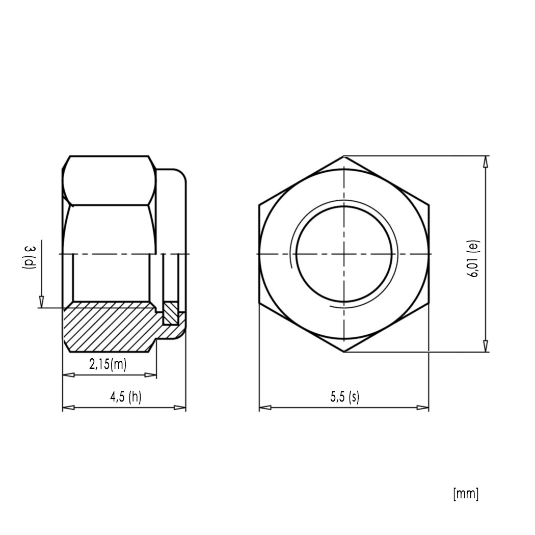 Sicherungsmuttern M3 Edelstahl A2 DIN 982